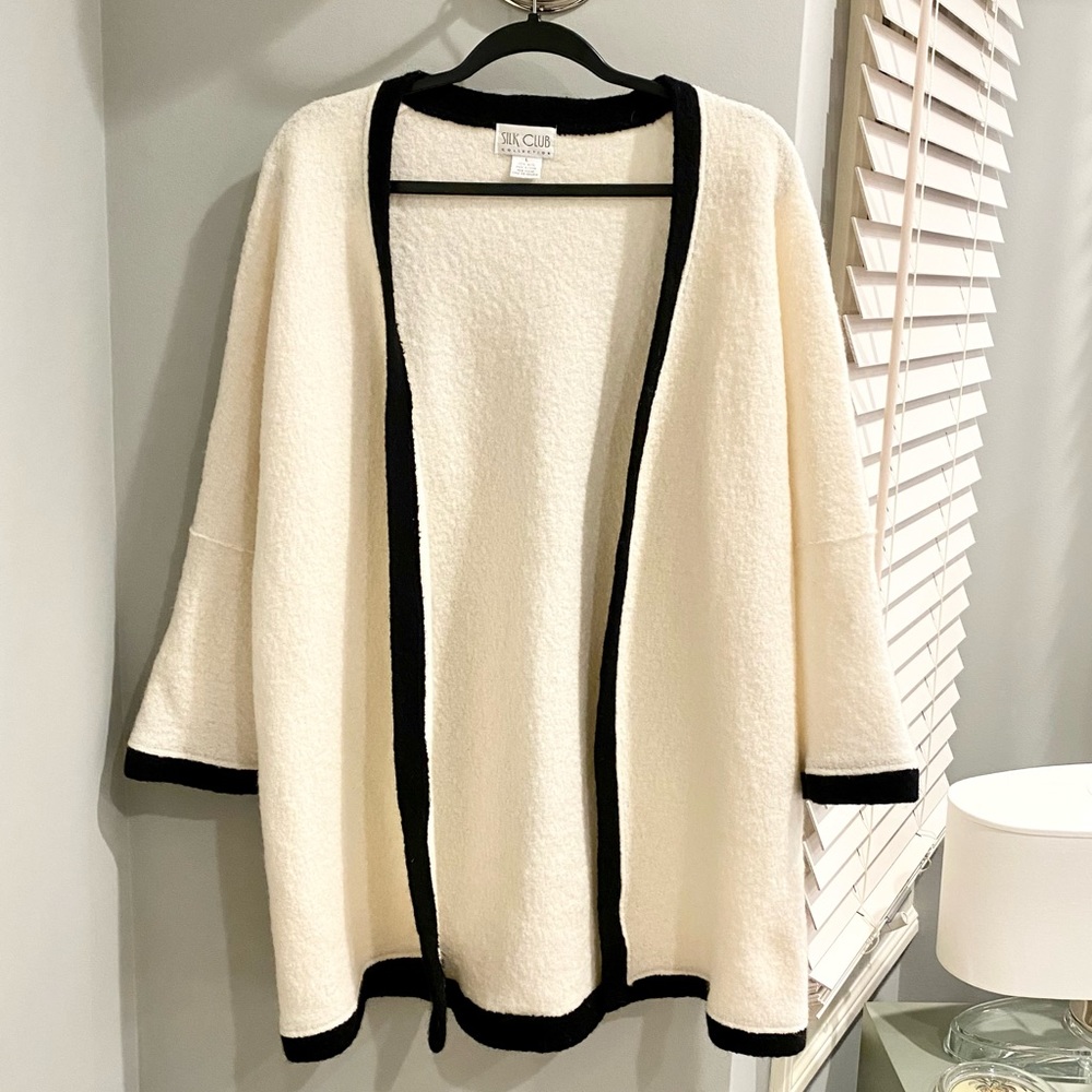 90s Wool Oversized Cardigan Sweater Womens Small Medium Boiled Felted Vintage - Picture 2 of 5